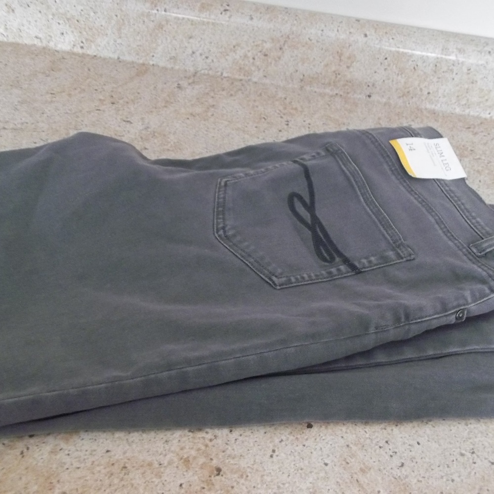 NWT STYLE & CO  SLIM LEG WHISPER GREY JEANS SZ 14
